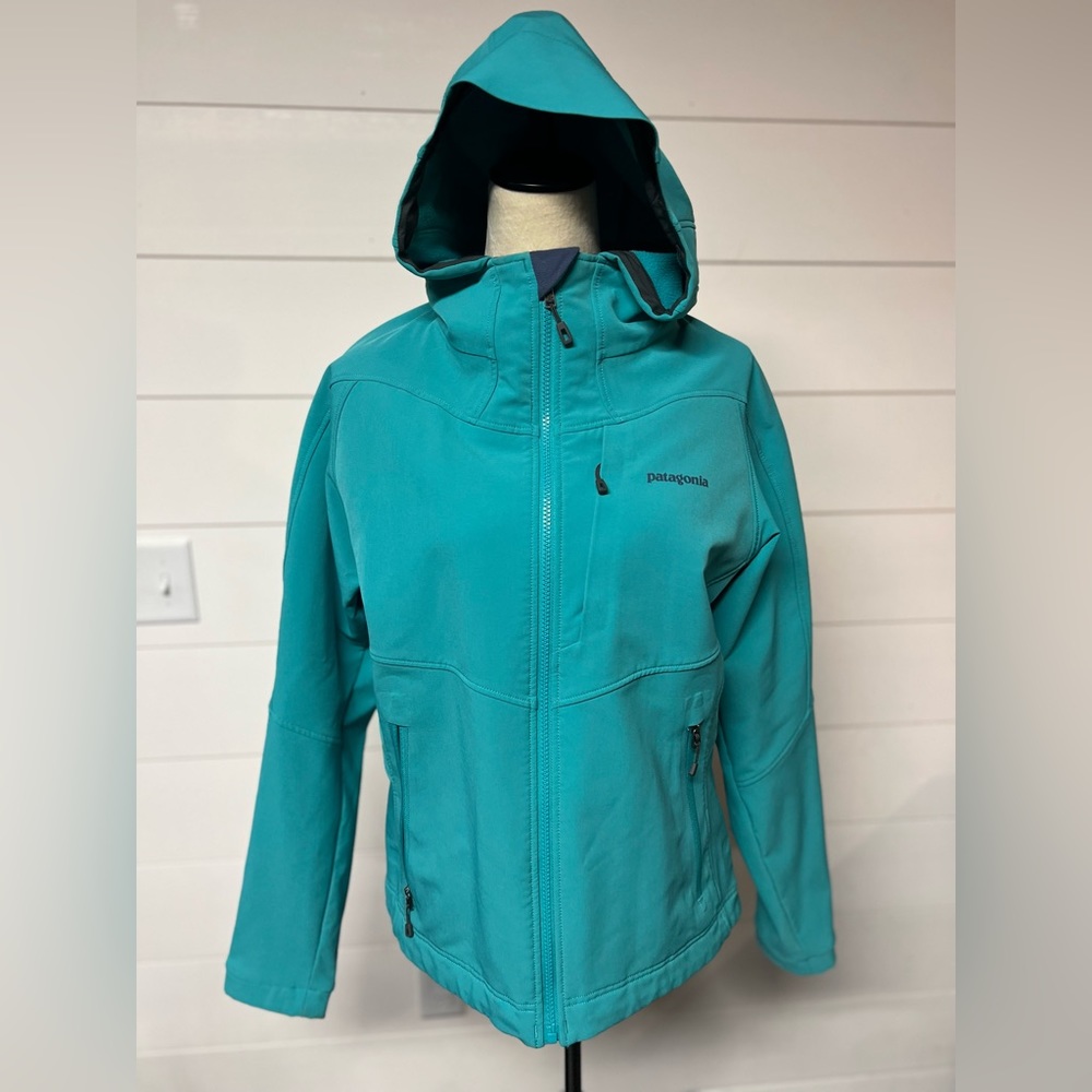 Patagonia, soft shell fleece jacket, teal, size large